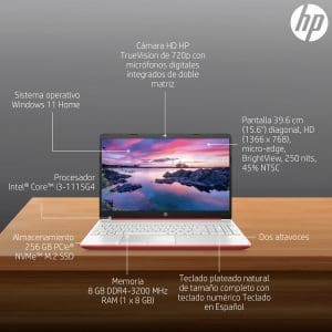 Laptop de 15.6p i3/8GB/256GB 15-DW3500LA HP - Image 5