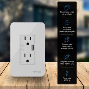 Enchufe inteligente 2 tomas + cargador USB SHOME-118 Steren - Image 5