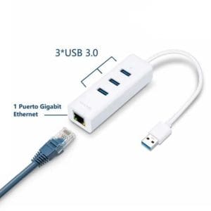 Adaptador USB 2en1 con HUB de 3 Puertos USB 3.0 y Adaptador Ethernet Tp-Link - Image 3