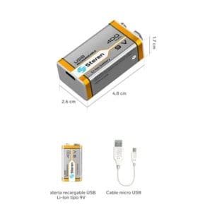 Batería Recargable USB BAT-LI-9V Steren - Image 4